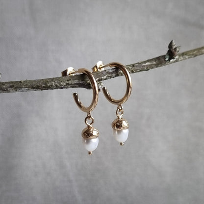 Eikenøtt øredobber forgylt sølv